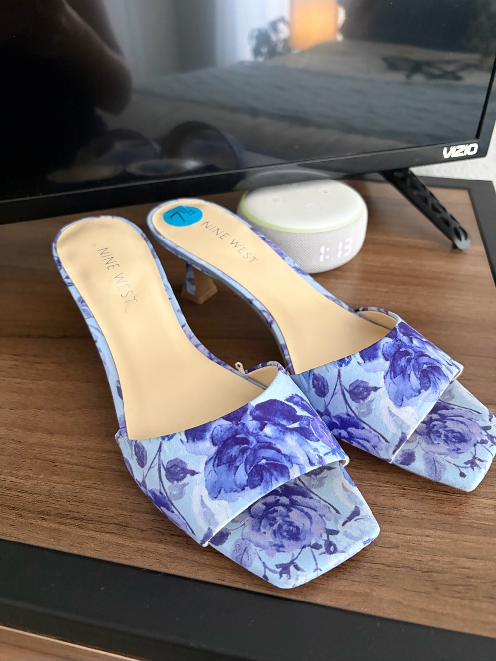 Nine West Lavender Floral Slip-On Mules